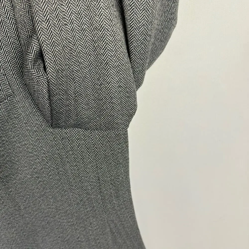 Michael Michael Kors Gray Herringbone Lined‎ Rayon Single Breasted Blazer 46L